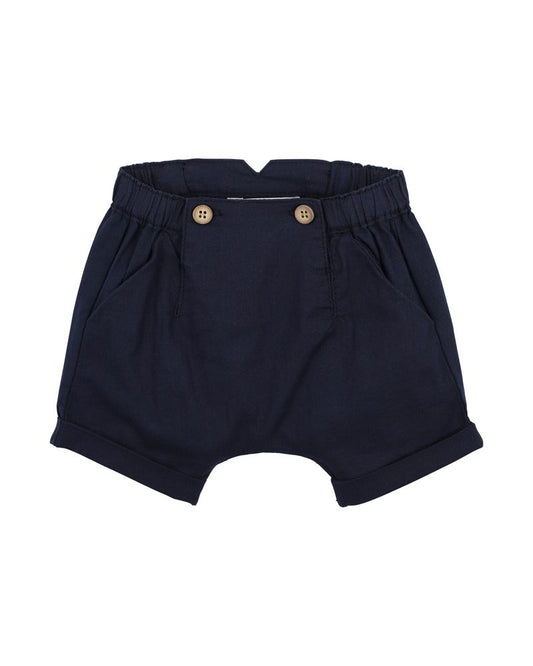 Navy Linen Blend Shorts