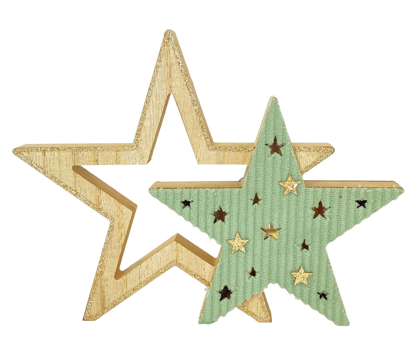 Wooden Star Cutout Decoration Sage