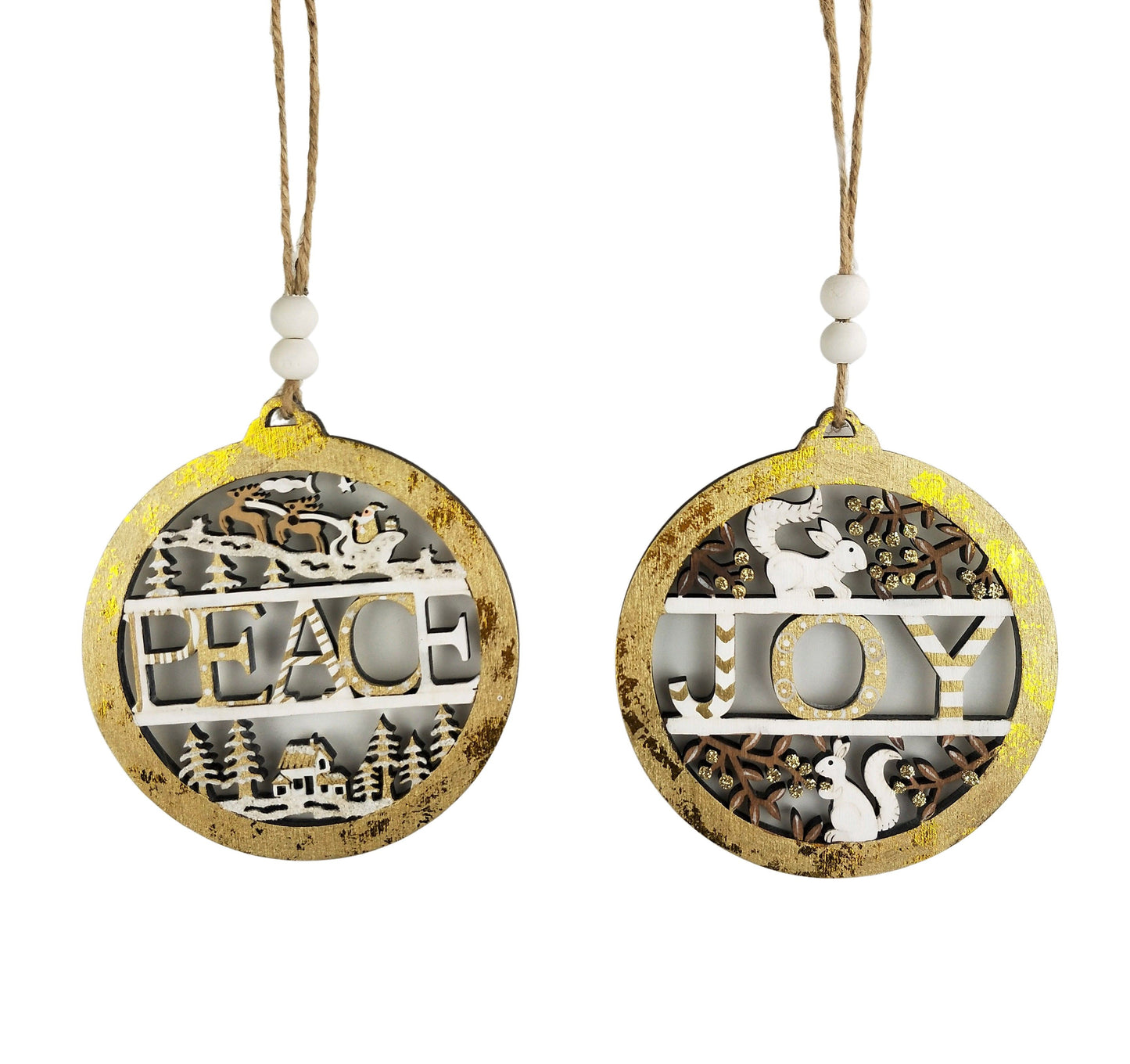 Joy and Peace Baubles Hanging Decoration